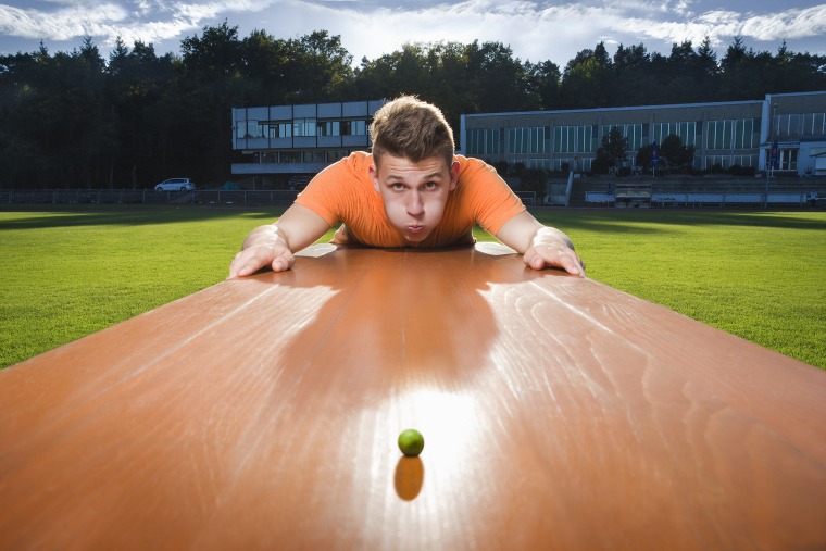 Andre Ortolf - Farthest Distance To Blow A Pea
Guinness World Records 2014
Photo Credit: Richard Bradbury/Guinness World Records